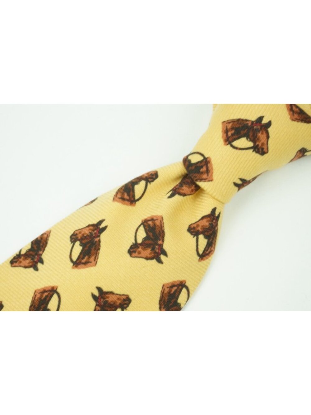 Polo Ralph Lauren Banana Yellow Equestrian Horse Made by Hand Wool Tie